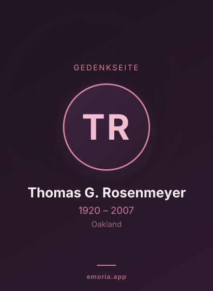 Gedenkportrait von Thomas G. Rosenmeyer