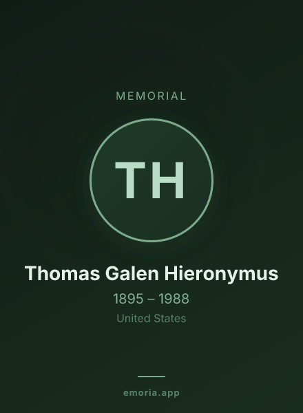 Memorial portrait of Thomas Galen Hieronymus