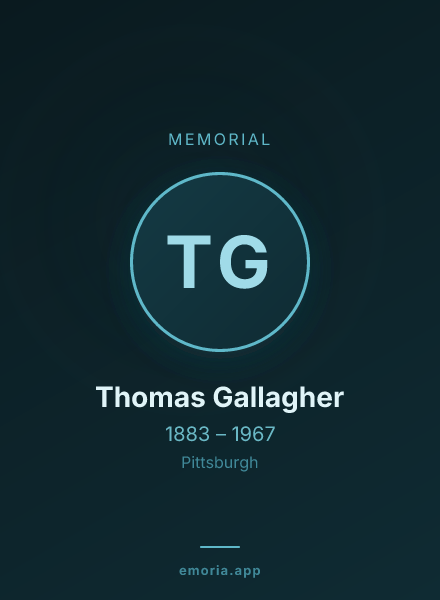 Memorial portrait of Thomas Gallagher
