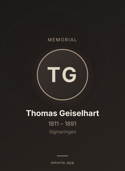 Memorial portrait of Thomas Geiselhart