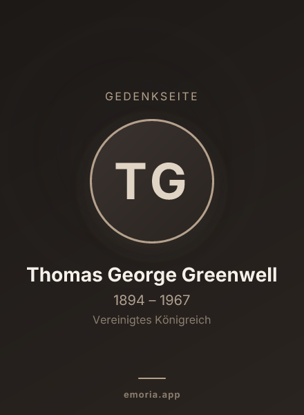 Gedenkportrait von Thomas George Greenwell