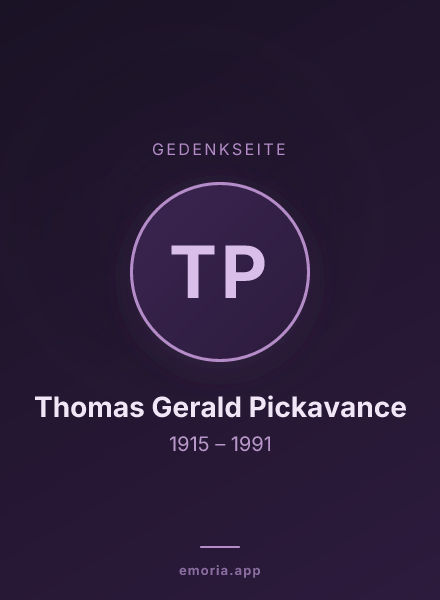 Gedenkportrait von Thomas Gerald Pickavance