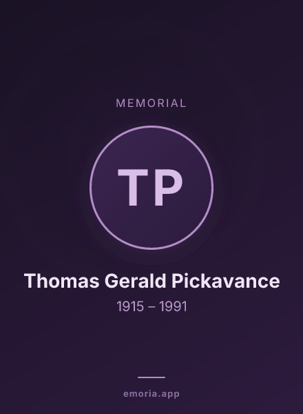 Memorial portrait of Thomas Gerald Pickavance