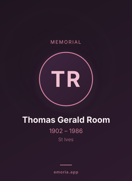 Memorial portrait of Thomas Gerald Room