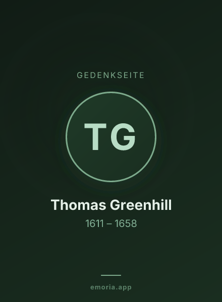 Gedenkportrait von Thomas Greenhill