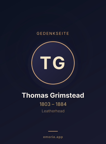 Gedenkportrait von Thomas Grimstead