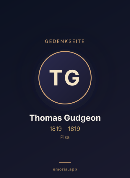 Gedenkportrait von Thomas Gudgeon
