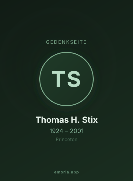 Gedenkportrait von Thomas H. Stix