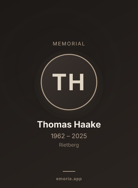 Memorial portrait of Thomas Haake