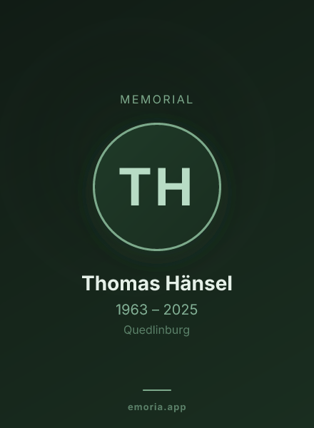 Memorial portrait of Thomas Hänsel