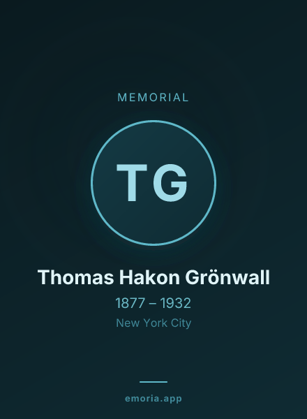 Memorial portrait of Thomas Hakon Grönwall