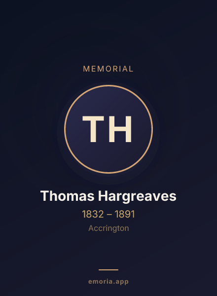 Memorial portrait of Thomas Hargreaves