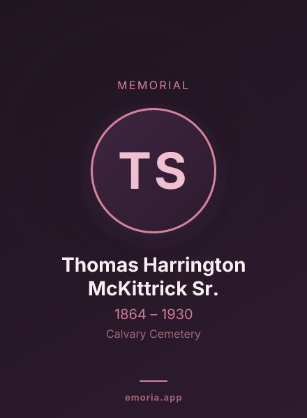 Memorial portrait of Thomas Harrington McKittrick Sr.