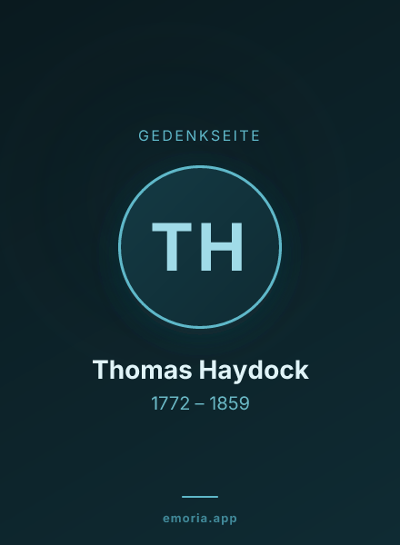 Gedenkportrait von Thomas Haydock