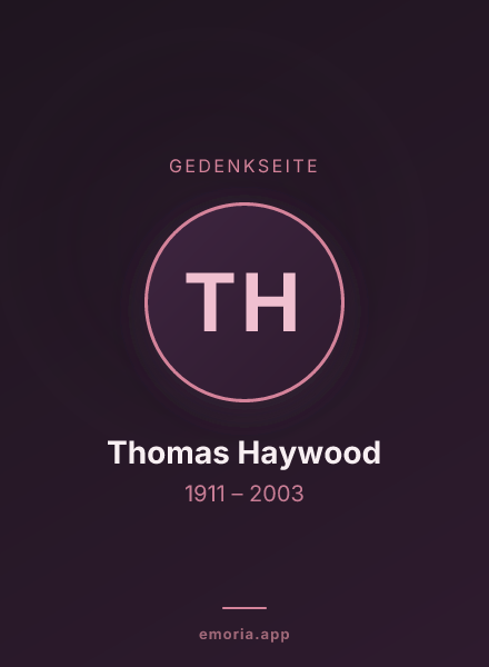 Gedenkportrait von Thomas Haywood