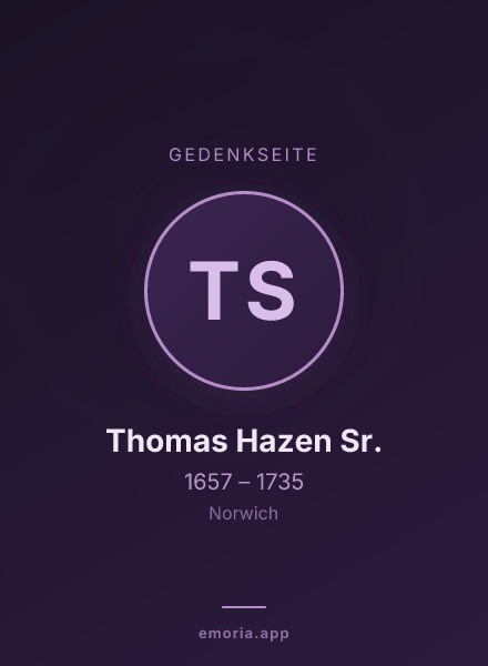 Gedenkportrait von Thomas Hazen Sr.