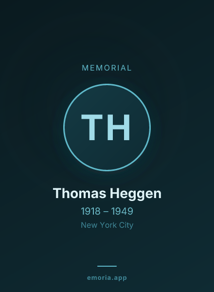 Memorial portrait of Thomas Heggen