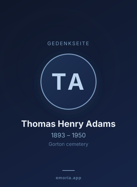 Gedenkportrait von Thomas Henry Adams