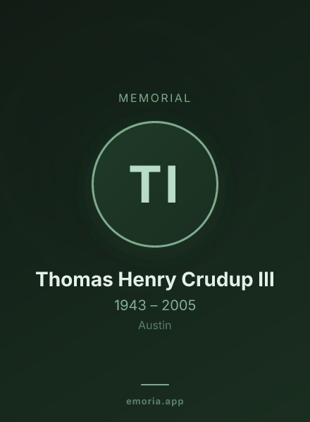 Memorial portrait of Thomas Henry Crudup III