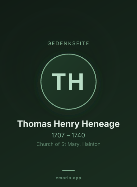 Gedenkportrait von Thomas Henry Heneage