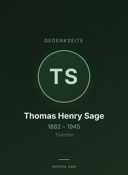 Gedenkportrait von Thomas Henry Sage