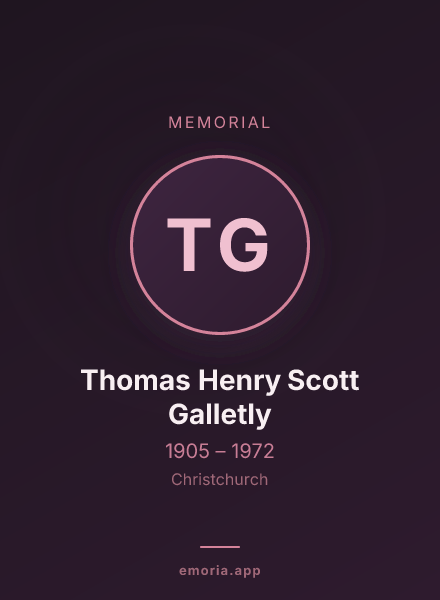 Memorial portrait of Thomas Henry Scott Galletly