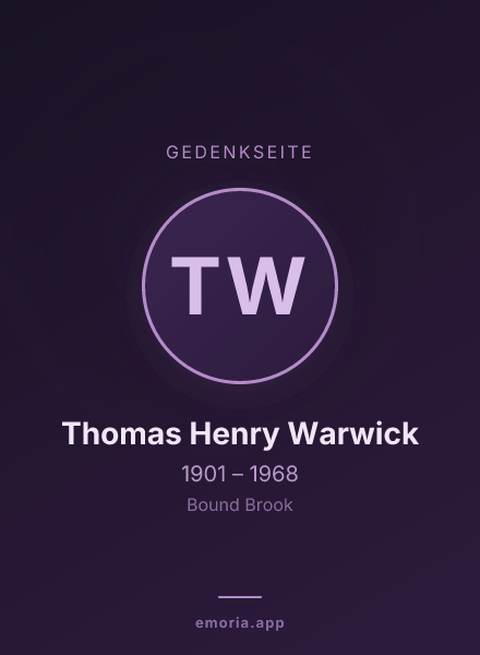 Gedenkportrait von Thomas Henry Warwick