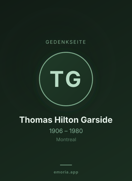 Gedenkportrait von Thomas Hilton Garside