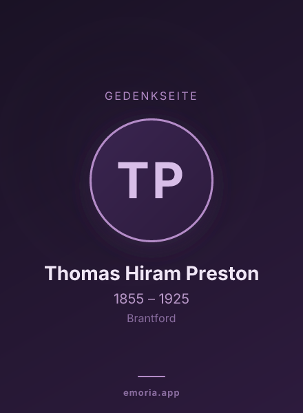 Gedenkportrait von Thomas Hiram Preston