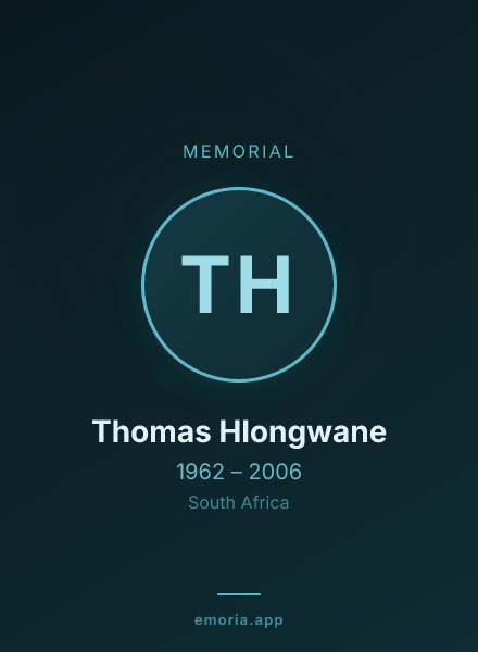 Memorial portrait of Thomas Hlongwane