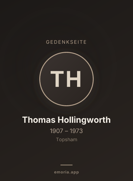 Gedenkportrait von Thomas Hollingworth