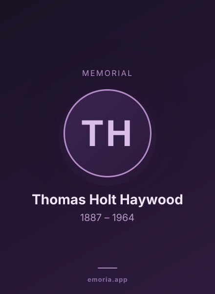 Memorial portrait of Thomas Holt Haywood
