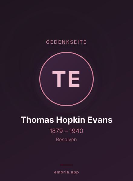 Gedenkportrait von Thomas Hopkin Evans