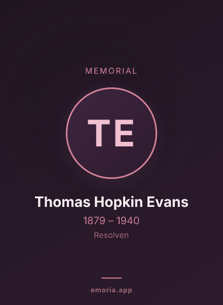 Memorial portrait of Thomas Hopkin Evans