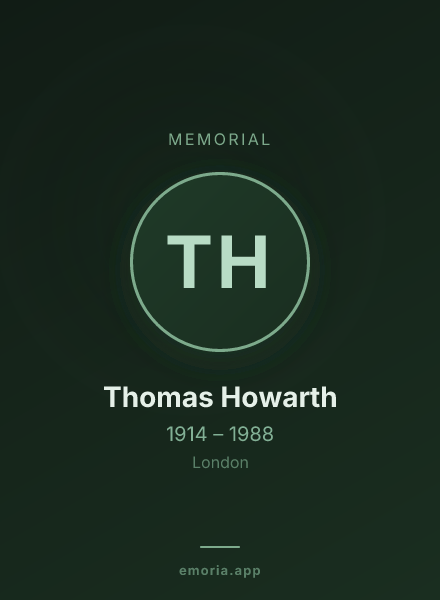 Memorial portrait of Thomas Howarth