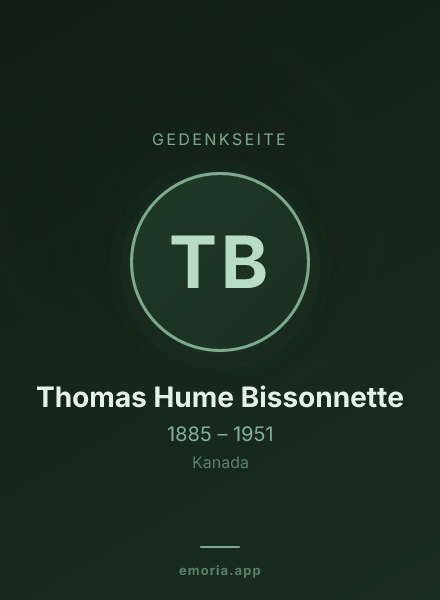 Gedenkportrait von Thomas Hume Bissonnette