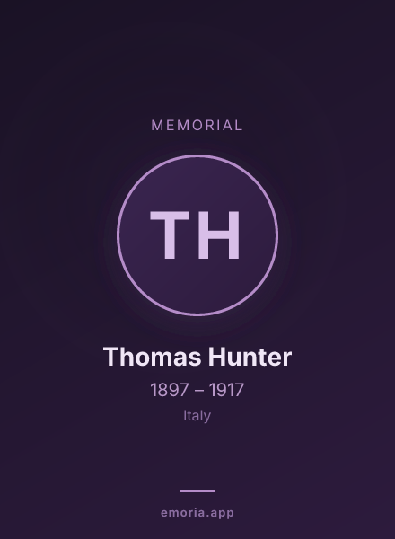 Memorial portrait of Thomas Hunter