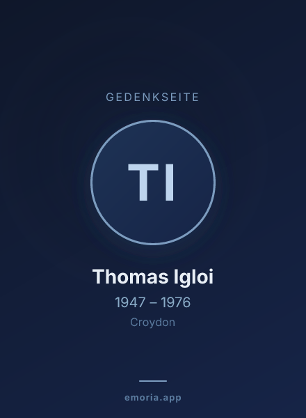 Gedenkportrait von Thomas Igloi