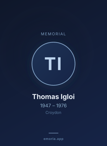 Memorial portrait of Thomas Igloi