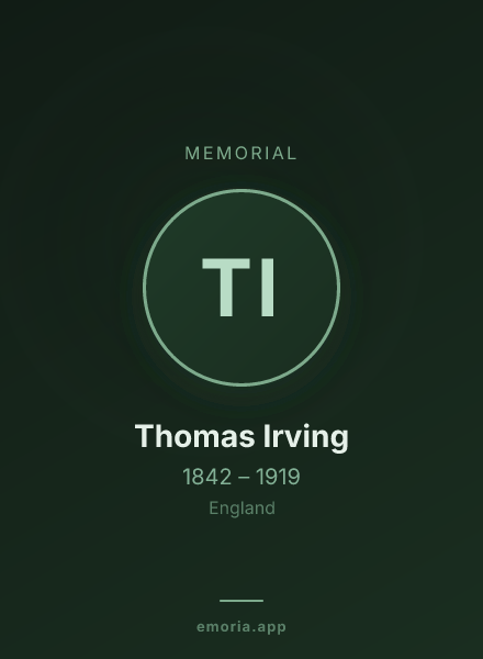 Memorial portrait of Thomas Irving