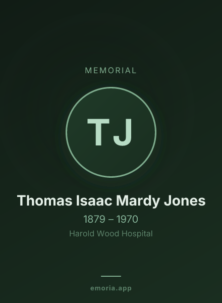 Memorial portrait of Thomas Isaac Mardy Jones