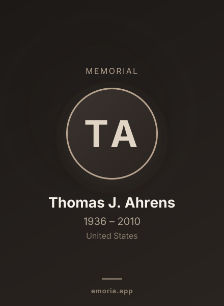 Memorial portrait of Thomas J. Ahrens