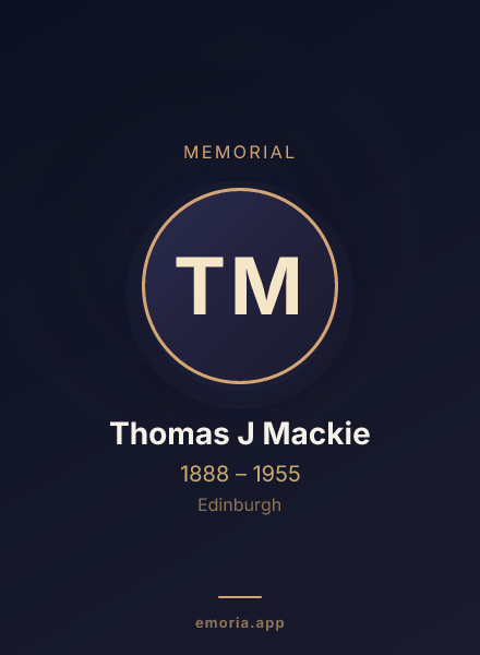 Memorial portrait of Thomas J Mackie