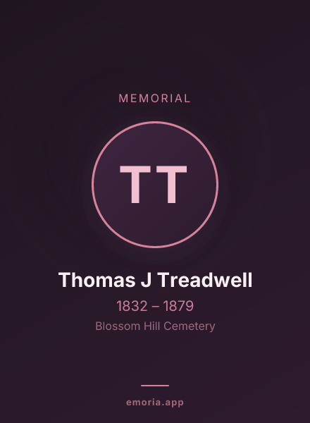 Memorial portrait of Thomas J Treadwell