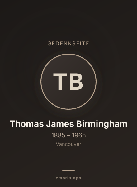 Gedenkportrait von Thomas James Birmingham