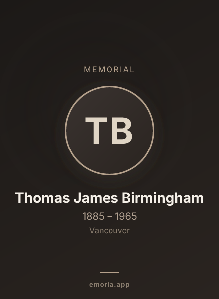 Memorial portrait of Thomas James Birmingham
