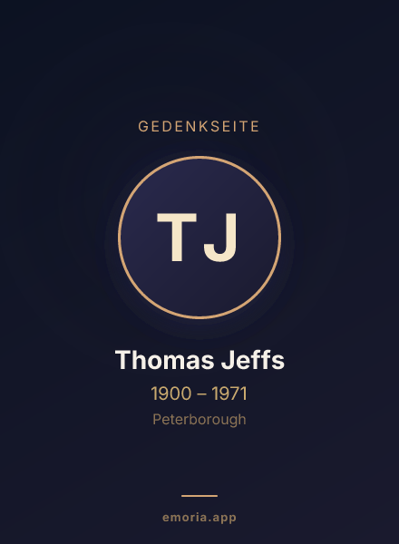 Gedenkportrait von Thomas Jeffs