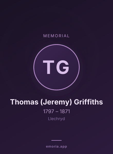 Memorial portrait of Thomas (Jeremy) Griffiths