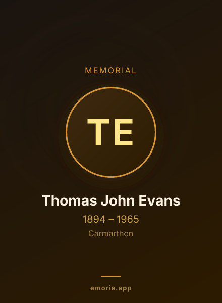 Memorial portrait of Thomas John Evans