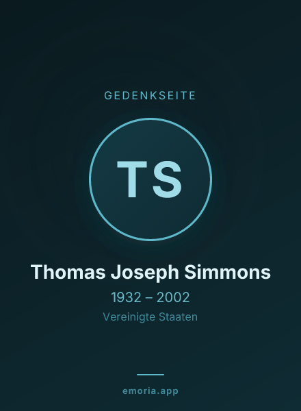 Gedenkportrait von Thomas Joseph Simmons